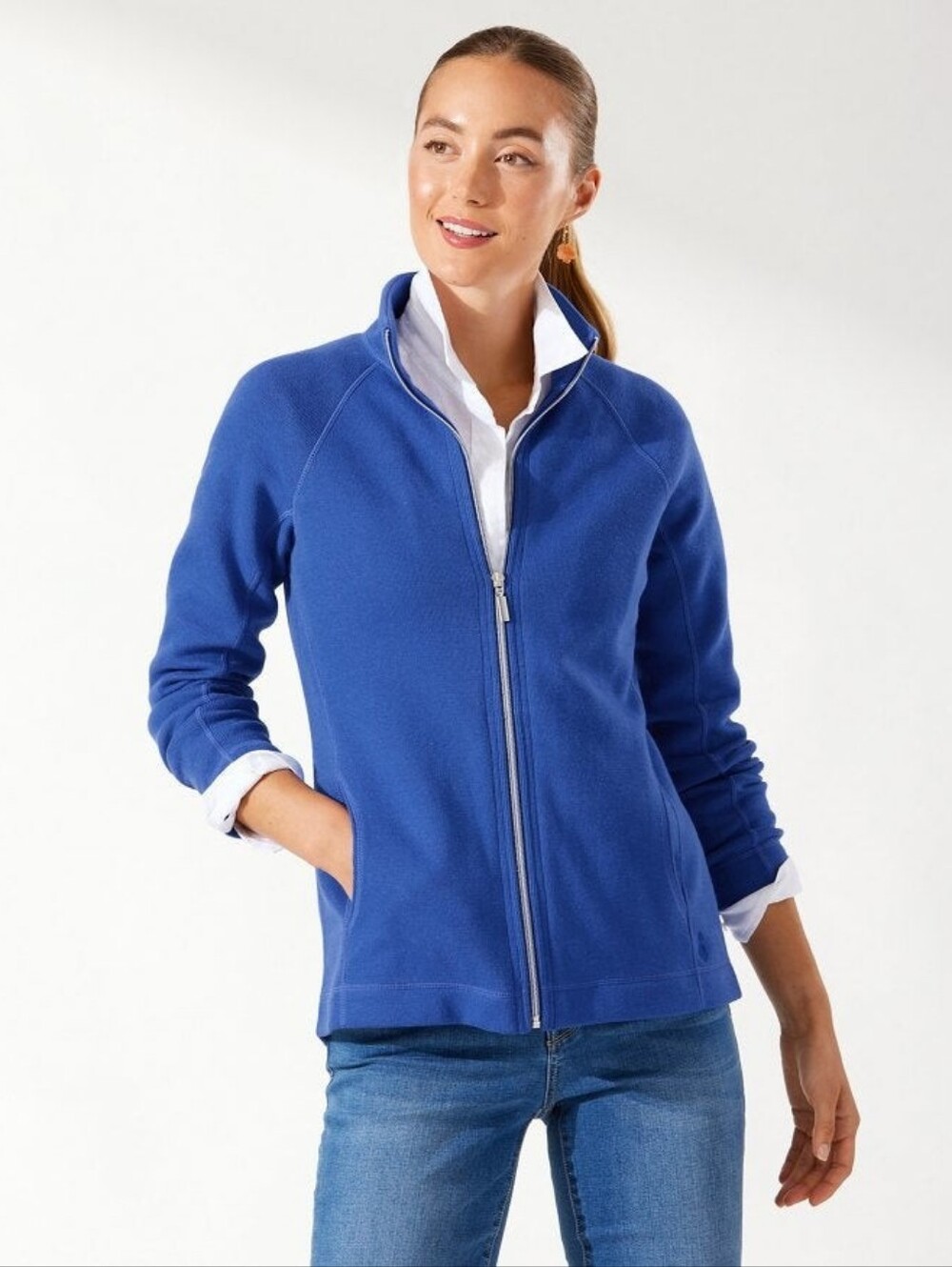 Tommy Bahama Aruba Full-Zip Sweatshirt Blue Women's Size L